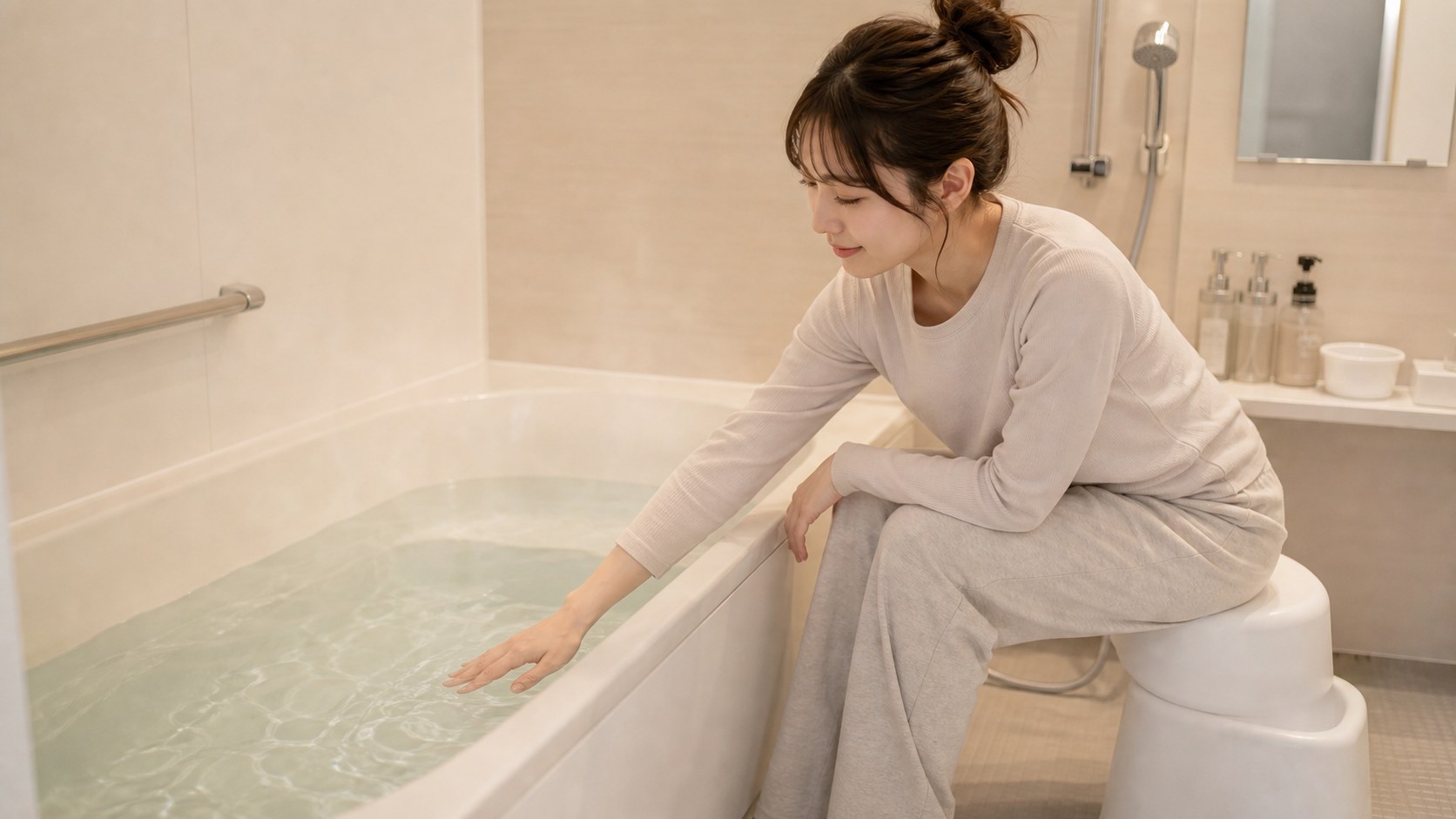 湯船で体を温めるホームケアのイメージ